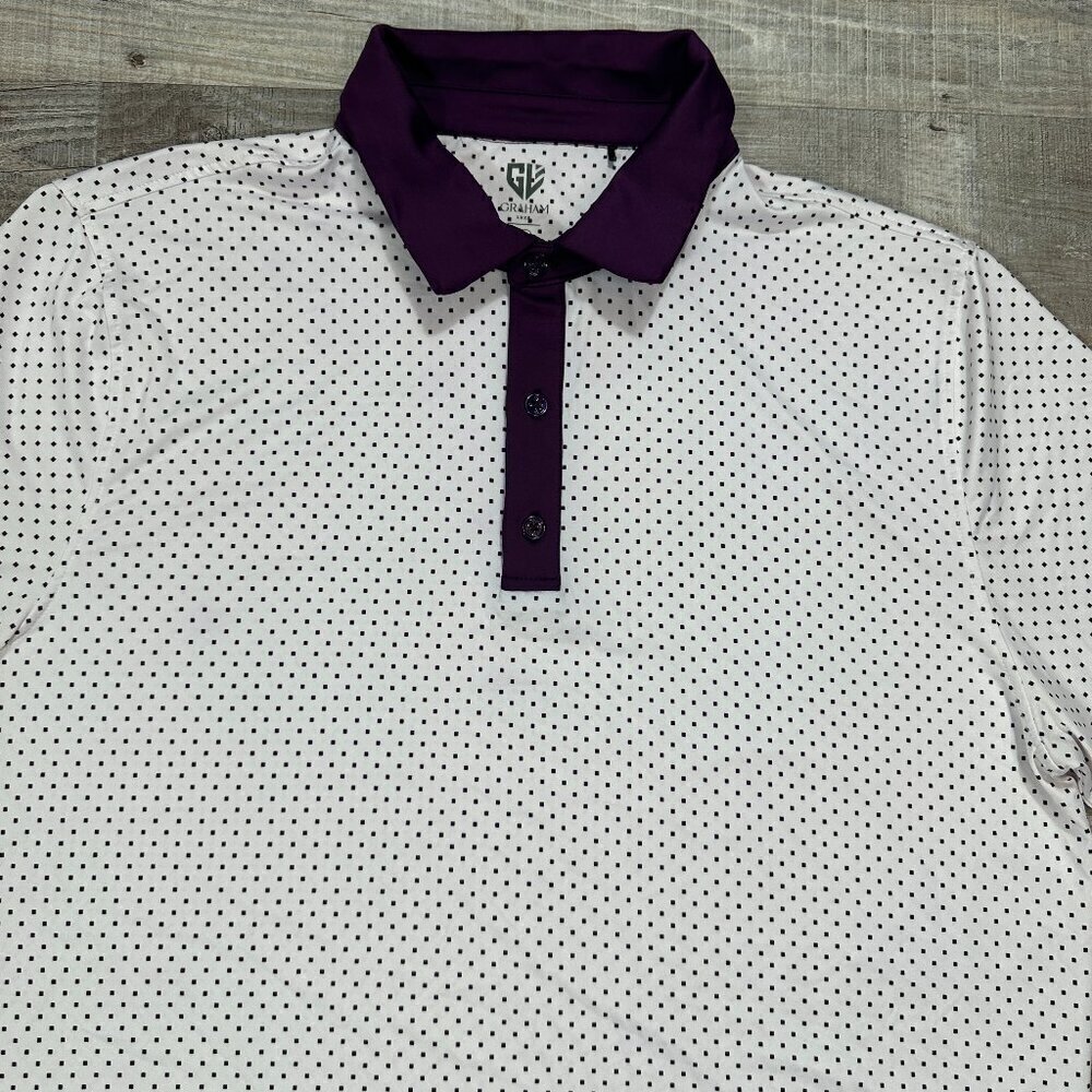 Graham Luxe Golf Polo Shirt Men’s XL White/Burgundy Short Sleeve Performance - Picture 4 of 11